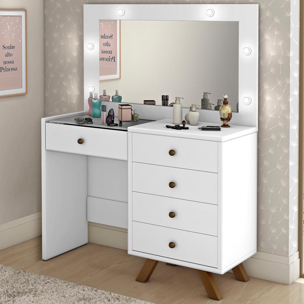 Penteadeira Camarim Com Espelho 00809101 Branco Lpa Branco - 2