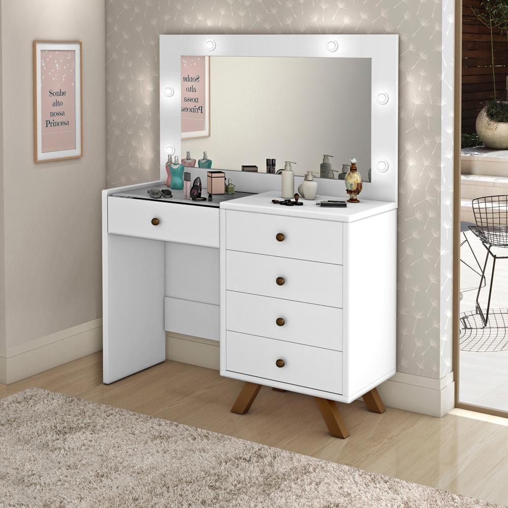 Penteadeira Camarim Com Espelho 00809101 Branco Lpa Branco - 7