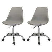 Kit 2 Cadeiras Office Luísa Rivatti Pp Cinza Rodízio - 1