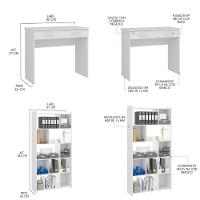 Kit Mesa Penteadeira Com Estante Nicho Branco Branco - 3