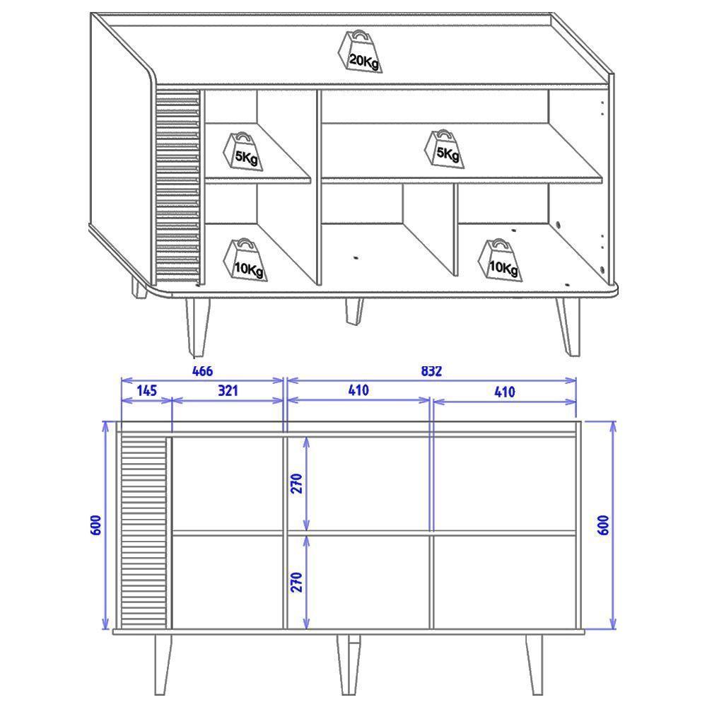 Cristaleira E Balcão Buffet Jurere Off White Matte Freijo Colibri - 5