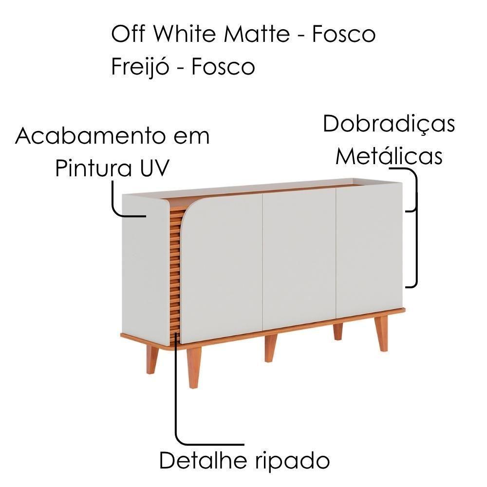 Cristaleira E Balcão Buffet Jurere Off White Matte Freijo Colibri - 7