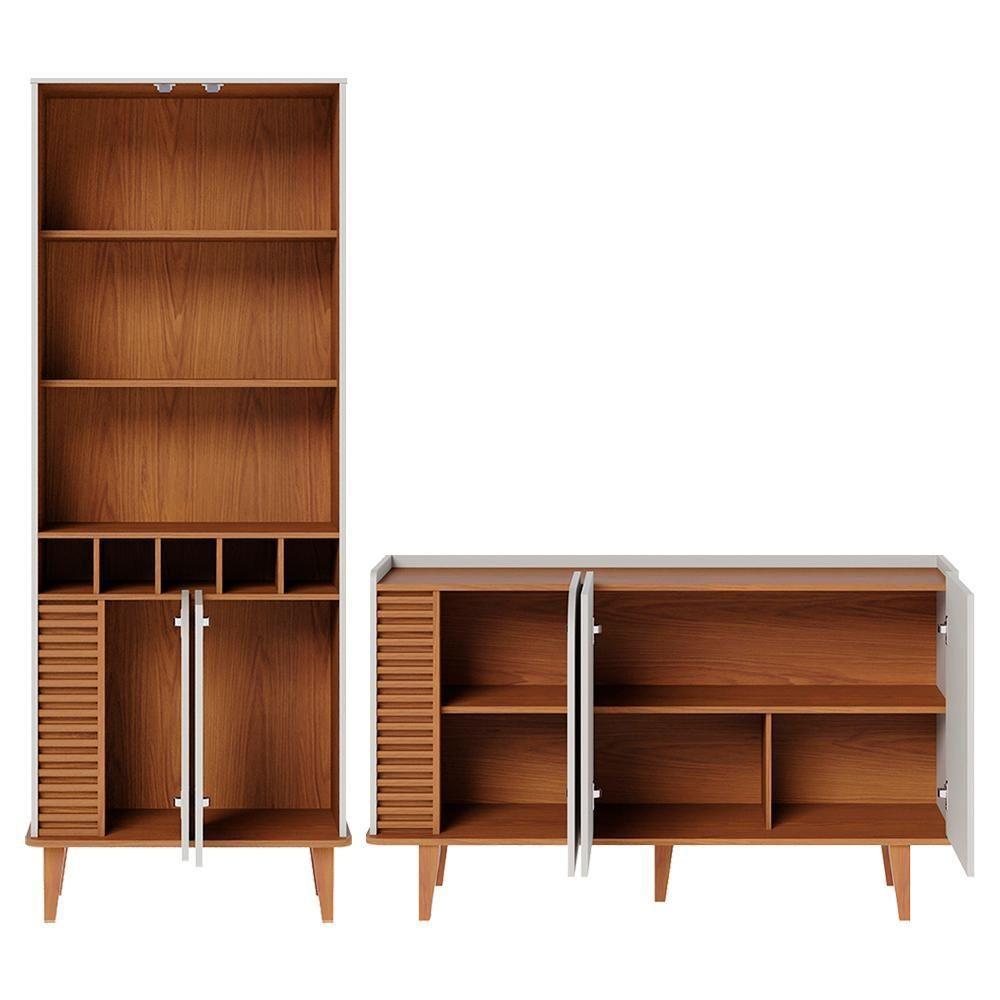 Cristaleira E Balcão Buffet Jurere Off White Matte Freijo Colibri - 8