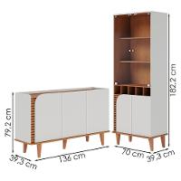 Cristaleira E Balcão Buffet Jurere Off White Matte Freijo Colibri - 3