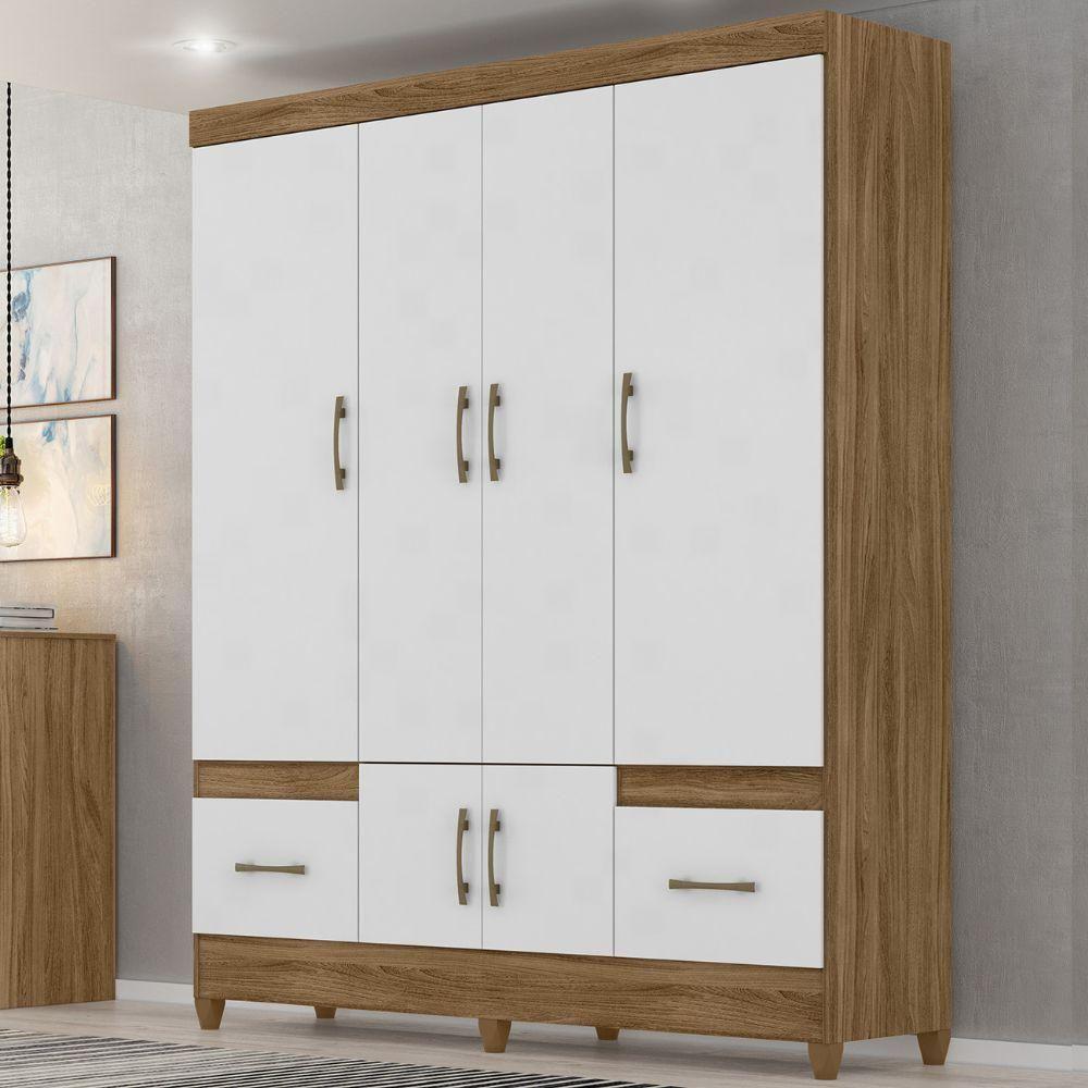 Guarda Roupa Casal Ms912 6p 165 Cm Naturale Branco Moval - 2