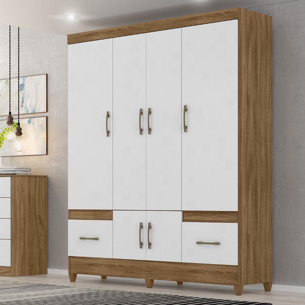 Guarda Roupa Casal Ms912 6p 165 Cm Naturale Branco Moval - 6