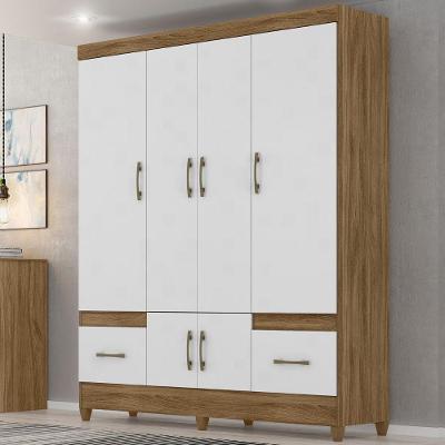 Guarda Roupa Casal MS912 6 Portas Bater Naturale Branco MDP Moval Móveis