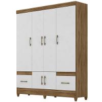 Guarda Roupa Casal Ms912 6p 165 Cm Naturale Branco Moval - 1