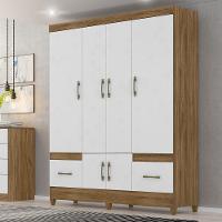 Guarda Roupa Casal Ms912 6p 165 Cm Naturale Branco Moval - 6
