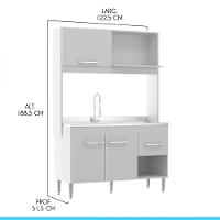 Armário De Cozinha Para Kitnet 122x188cm Mdp Menu Móveis Branco