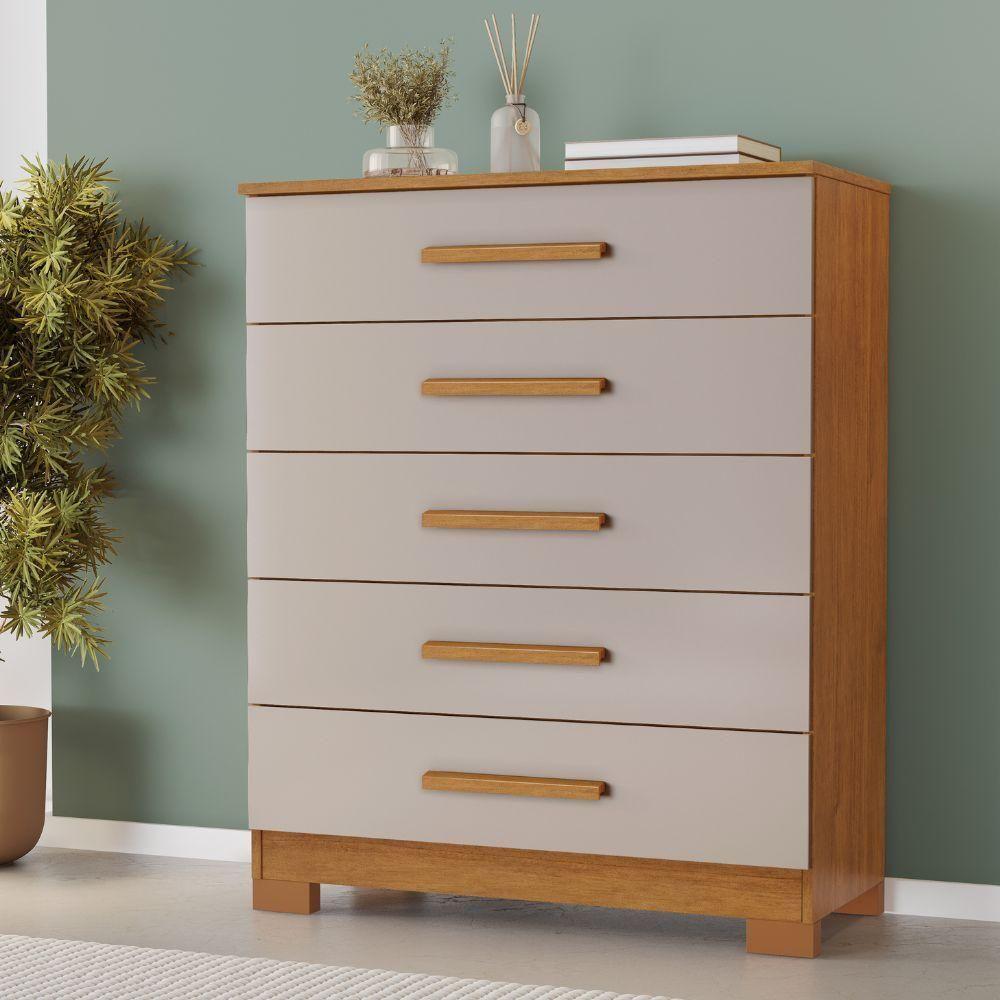 Cômoda Cristina Cinamomo Off White 5 Gavetas Jcm Movelaria - 2