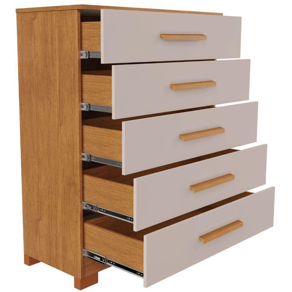 Cômoda Cristina Cinamomo Off White 5 Gavetas Jcm Movelaria - 4