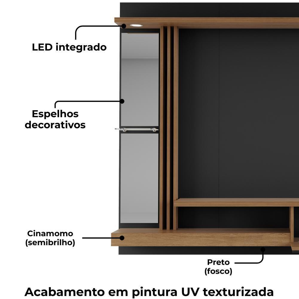 Painel Suspenso Tv 55 Pol 160 Cm Denver Preto Cinamomo Bechara - 6