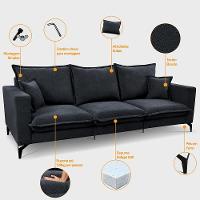 Sofá 3 Lugares Modular Boma. 2,40m Boucle Sofá Inbox Cinza Escuro