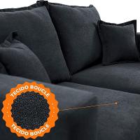 Sofá 3 Lugares Modular Boma. 2,40m Boucle Sofá Inbox Cinza Escuro - 9