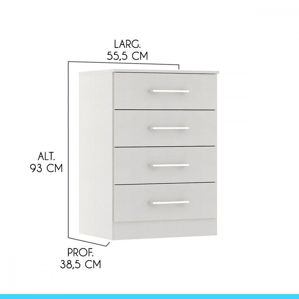 Armário Multiuso Com 4 Gavetas 55x93cm Mdp 2007 Menu Móveis Branco - 3