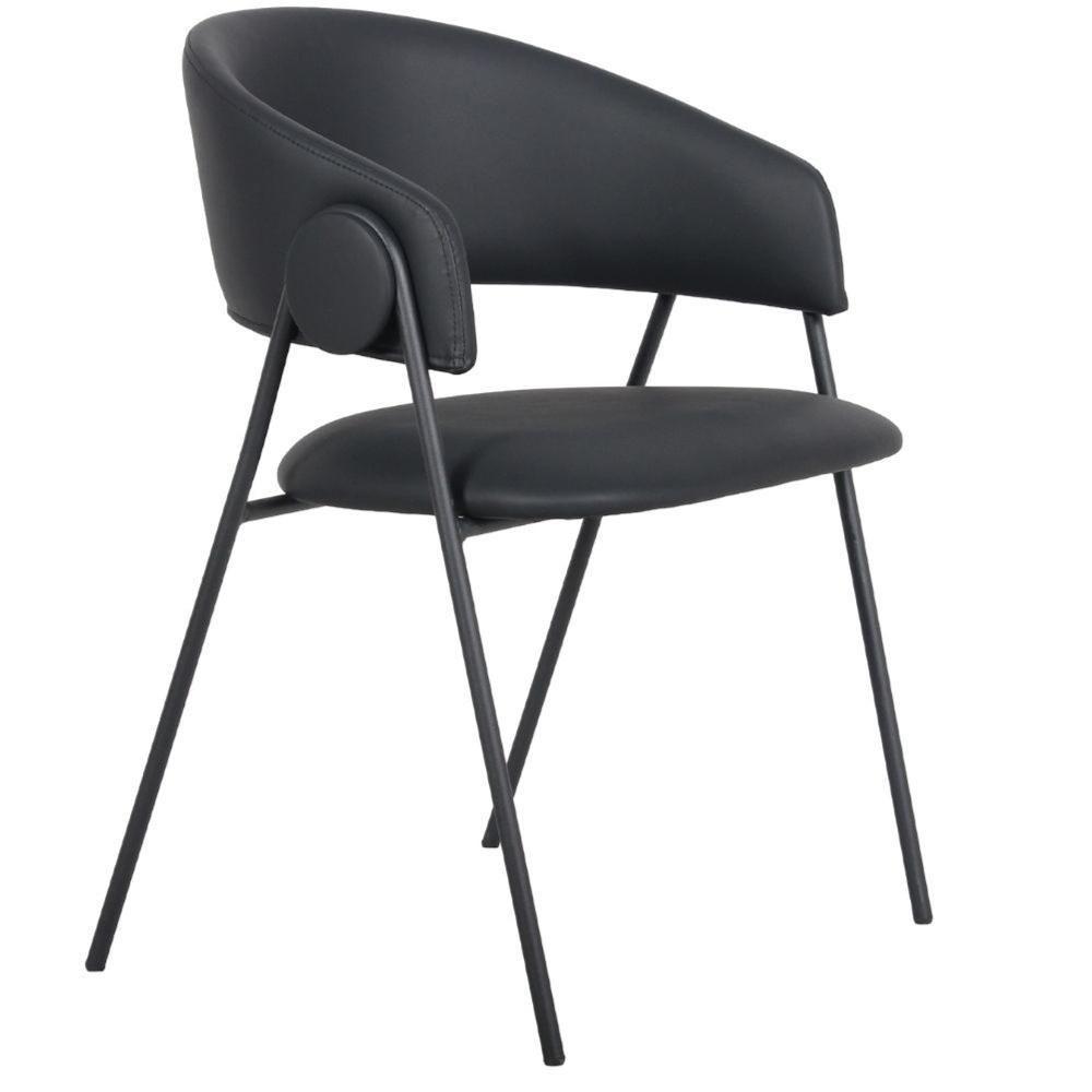 Kit 2 Cadeiras Com Braços Toulouse Júlia Mara Fratini Poliureto (pu) Preto Base Aço Carbono Preto - 2