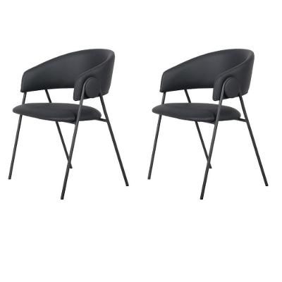 Kit 2 Cadeiras Com Braços Toulouse Júlia Mara Fratini Poliureto (pu) Preto Base Aço Carbono Preto