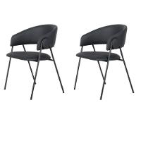 Kit 2 Cadeiras Com Braços Toulouse Júlia Mara Fratini Poliureto (pu) Preto Base Aço Carbono Preto - 1