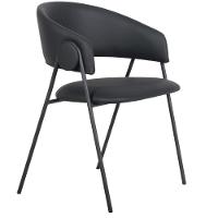 Kit 2 Cadeiras Com Braços Toulouse Júlia Mara Fratini Poliureto (pu) Preto Base Aço Carbono Preto - 2