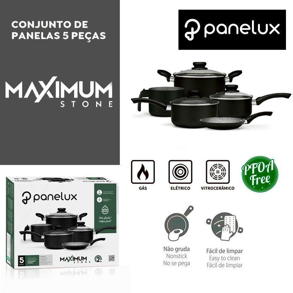 Jogo De Panelas Alumínio 5 Peças Antiaderente Preta Panelux - 6