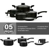 Jogo De Panelas Alumínio 5 Peças Antiaderente Preta Panelux - 8