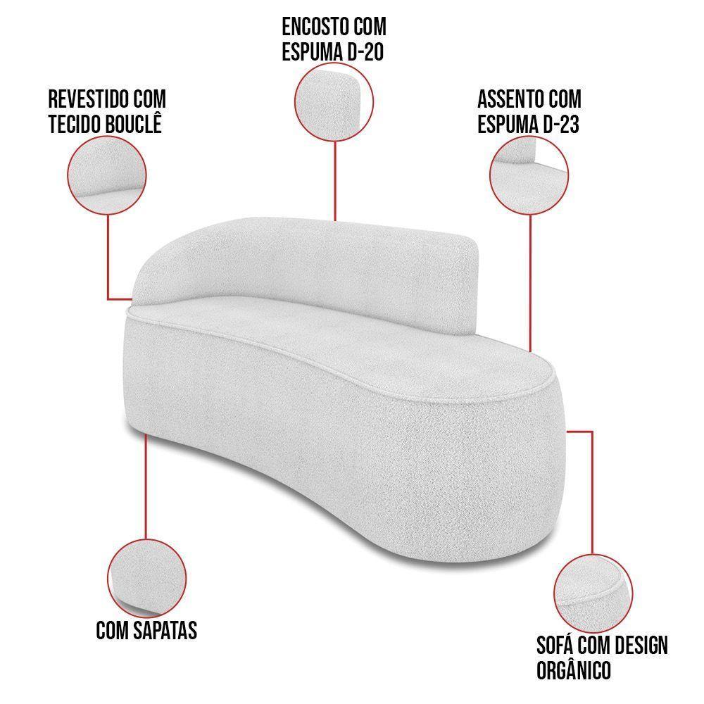 Sofá 3 Lugares Orgânico 180cm Morgan E 2 Poltronas Lua Bouclê Cinza - 2