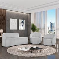 Sofá 3 Lugares Orgânico 180cm Morgan E 2 Poltronas Lua Bouclê Cinza - 1