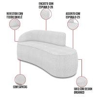 Sofá 3 Lugares Orgânico 180cm Morgan E 2 Poltronas Lua Bouclê Cinza - 2