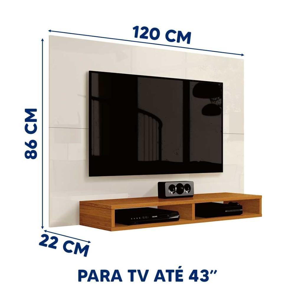 Painel Para Tv Até 43 Polegadas 1,20m Com Nicho Fox New Edn - Off White - Cedro Off White - Cedro - 2