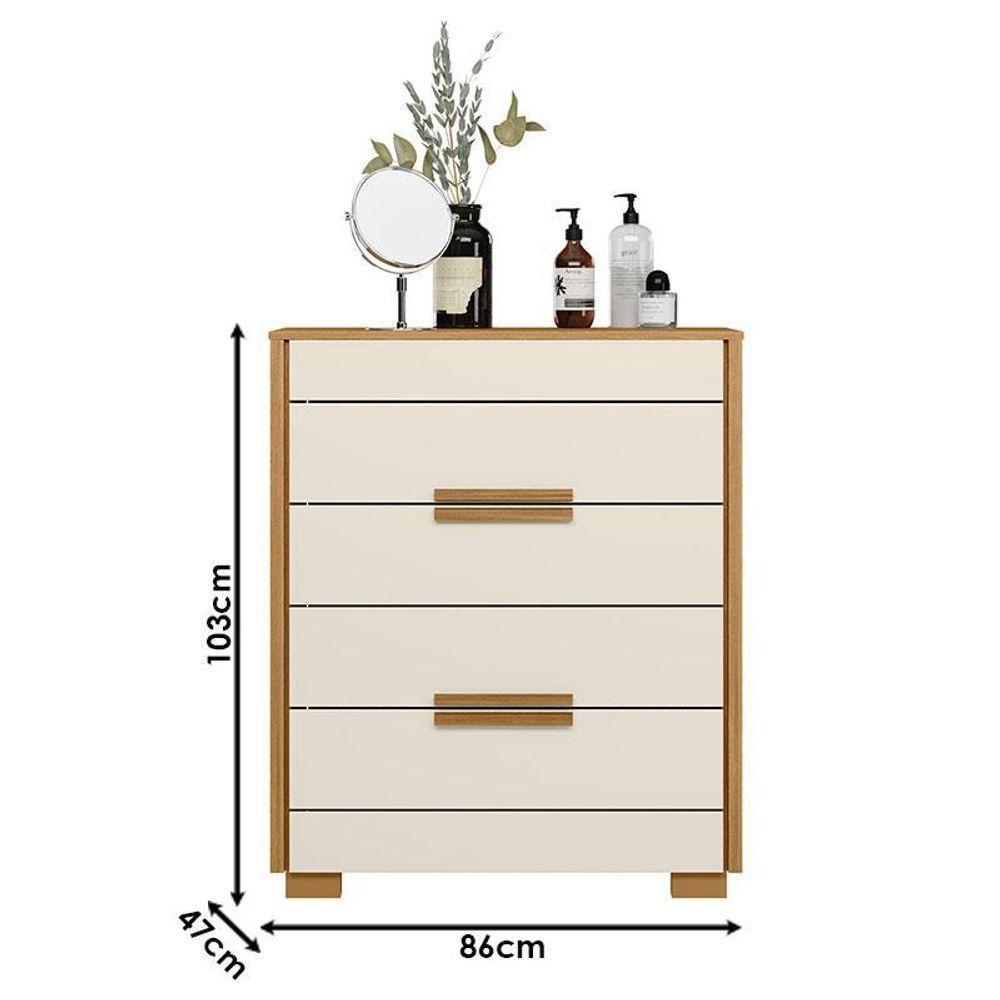 Guarda Roupa Solteiro Sobral Com Espelho E Cômoda Dhara Freijó Off White – Moval - 7