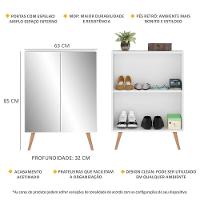 Sapateira 2 Portas Retrô Com Espelho Nina Branca/natural - 5