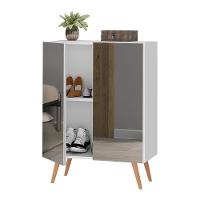 Sapateira 2 Portas Retrô Com Espelho Nina Branca/natural - 7