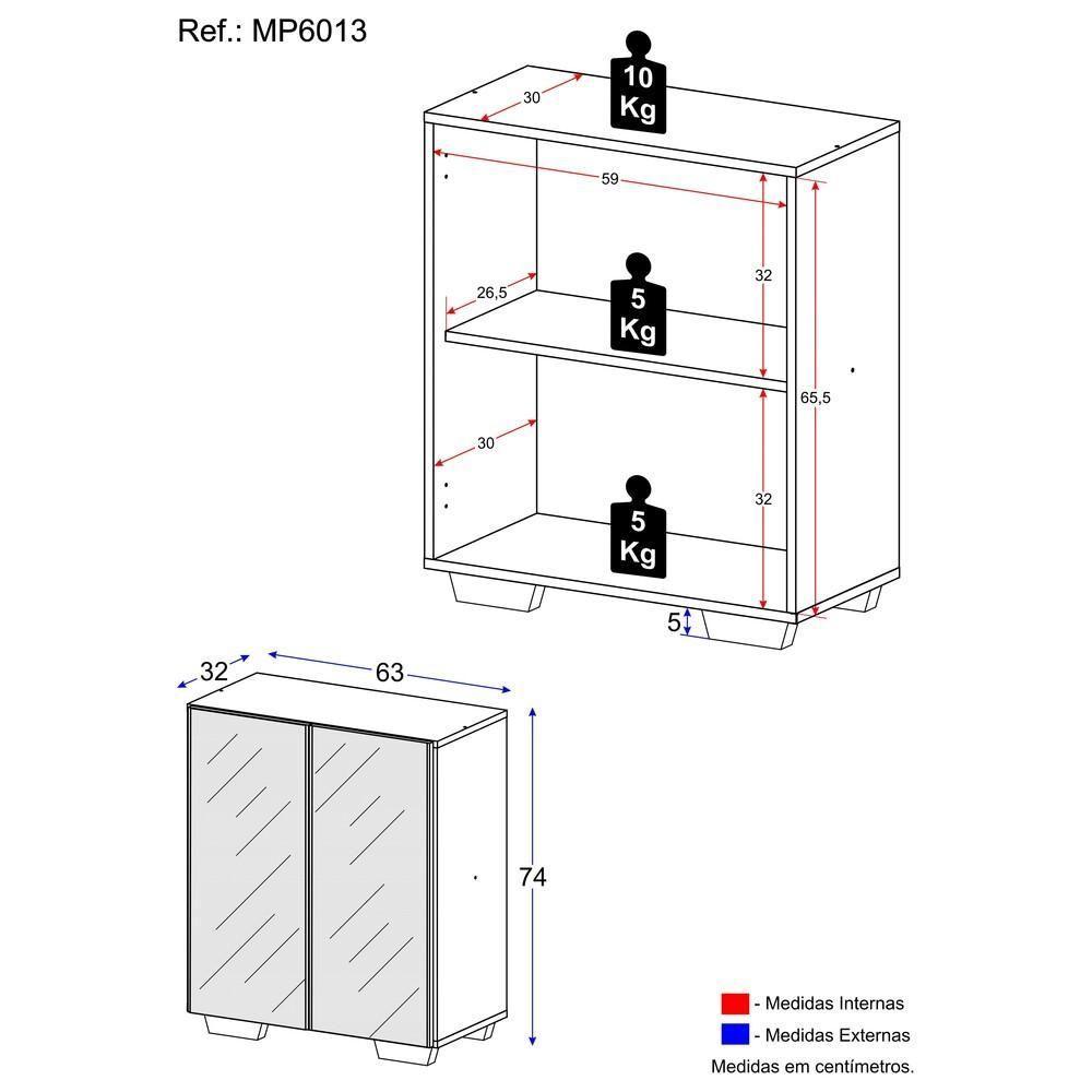 Sapateira 2 Portas Com Espelho Nina Branca/natural - 5