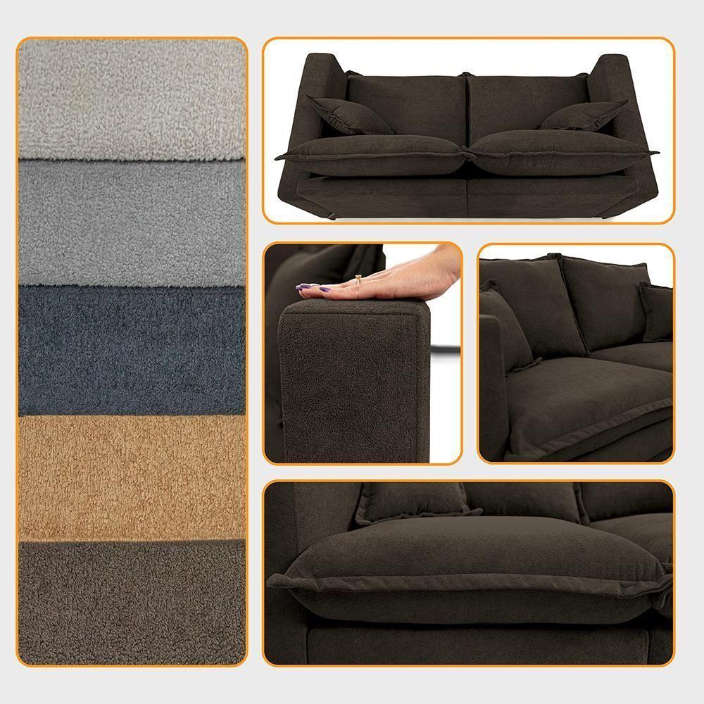 Sofá 2 Lugares Modular Boma. 1,70m Boucle Sofá Inbox Marrom - 6