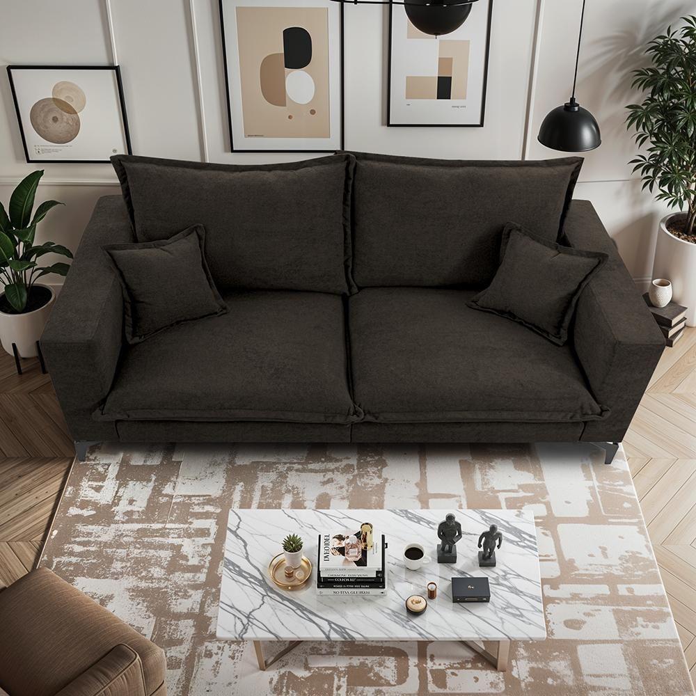 Sofá 2 Lugares Modular Boma. 1,70m Boucle Sofá Inbox Marrom - 7