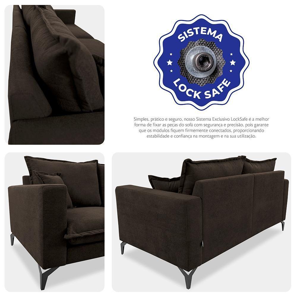 Sofá 2 Lugares Modular Boma. 1,70m Boucle Sofá Inbox Marrom - 9