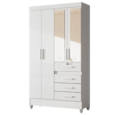 Guarda Roupa Solteiro Sobral 4 Portas Bater Branco Flex MDP Moval Móveis
