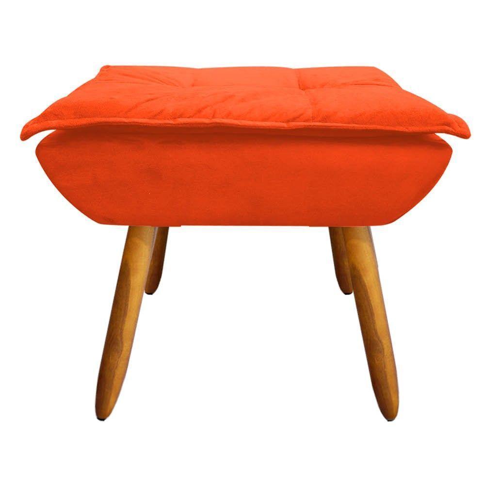 Kit 02 Poltronas Opala Com 01 Puff Opala Suede Pés Palito Castanho DRossi Laranja - 5