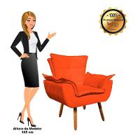 Kit 02 Poltronas Opala Com 01 Puff Opala Suede Pés Palito Castanho DRossi Laranja - 10