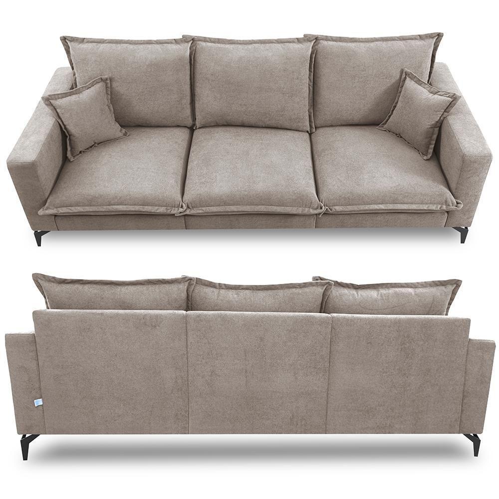 Sofá 3 Lugares Modular Boma. 2,40m Boucle Sofá Inbox Bege Claro - 8