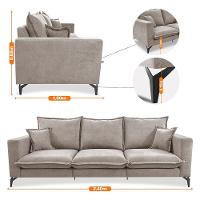 Sofá 3 Lugares Modular Boma. 2,40m Boucle Sofá Inbox Bege Claro - 3