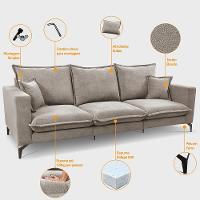 Sofá 3 Lugares Modular Boma. 2,40m Boucle Sofá Inbox Bege Claro