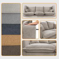 Sofá 3 Lugares Modular Boma. 2,40m Boucle Sofá Inbox Bege Claro - 6