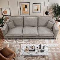 Sofá 3 Lugares Modular Boma. 2,40m Boucle Sofá Inbox Bege Claro - 7