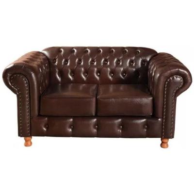Sofá Chesterfield 2 Lugares Luís Xv Vintage Retrô Capitonê Couro Marrom