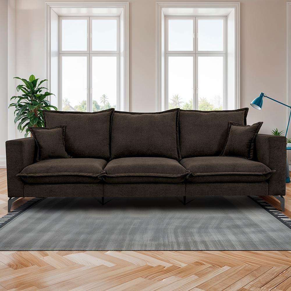 Sofá 3 Lugares Modular Boma. 2,40m Boucle Sofá Inbox Marrom - 1