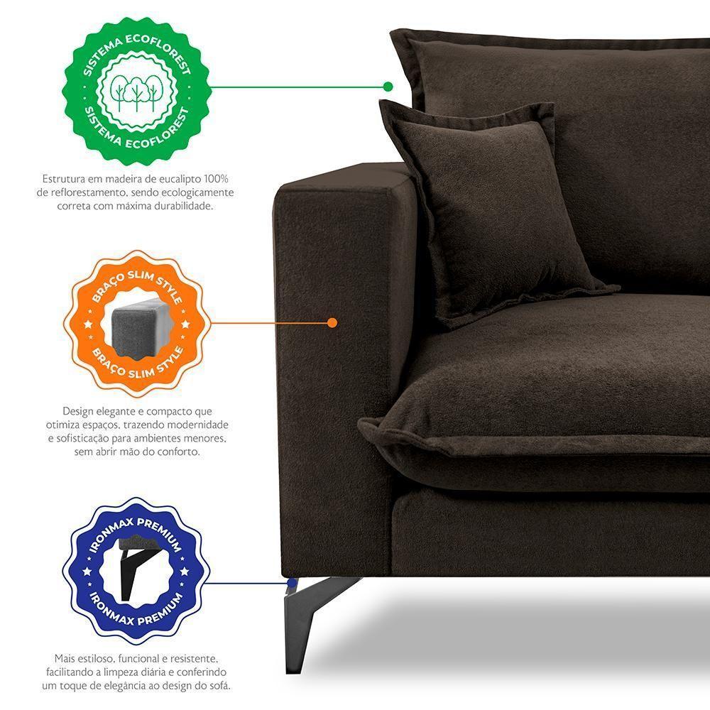 Sofá 3 Lugares Modular Boma. 2,40m Boucle Sofá Inbox Marrom - 5