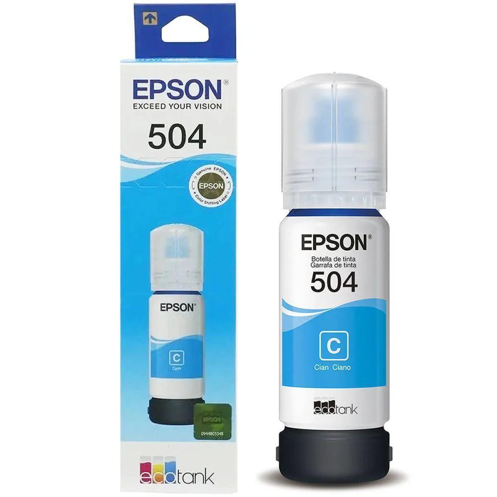 Tinta Impressora Refil Original Ecotank Epson T504 Ciano - 1