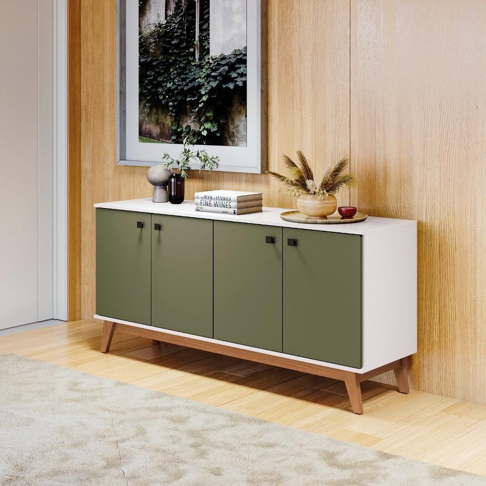 Aparador Kappesberg 4 Portas Branco-verde Frevo 156cm - 1